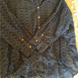 Maurices Dark Blue Eyelet Top